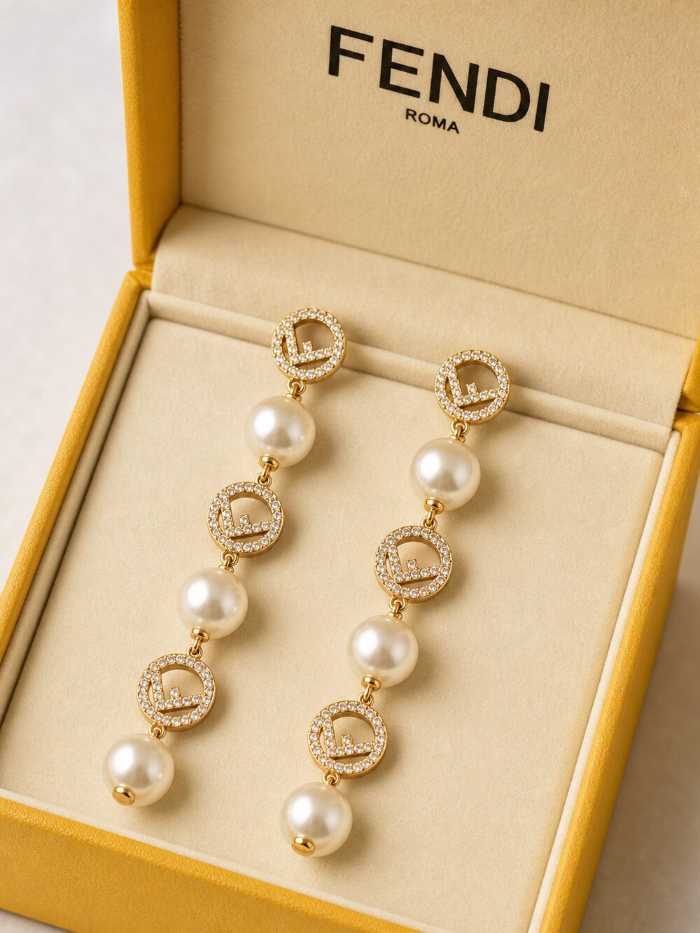 Fendi Modern Designer Earrings Style 1 | New with Box - Picture 5 of 9